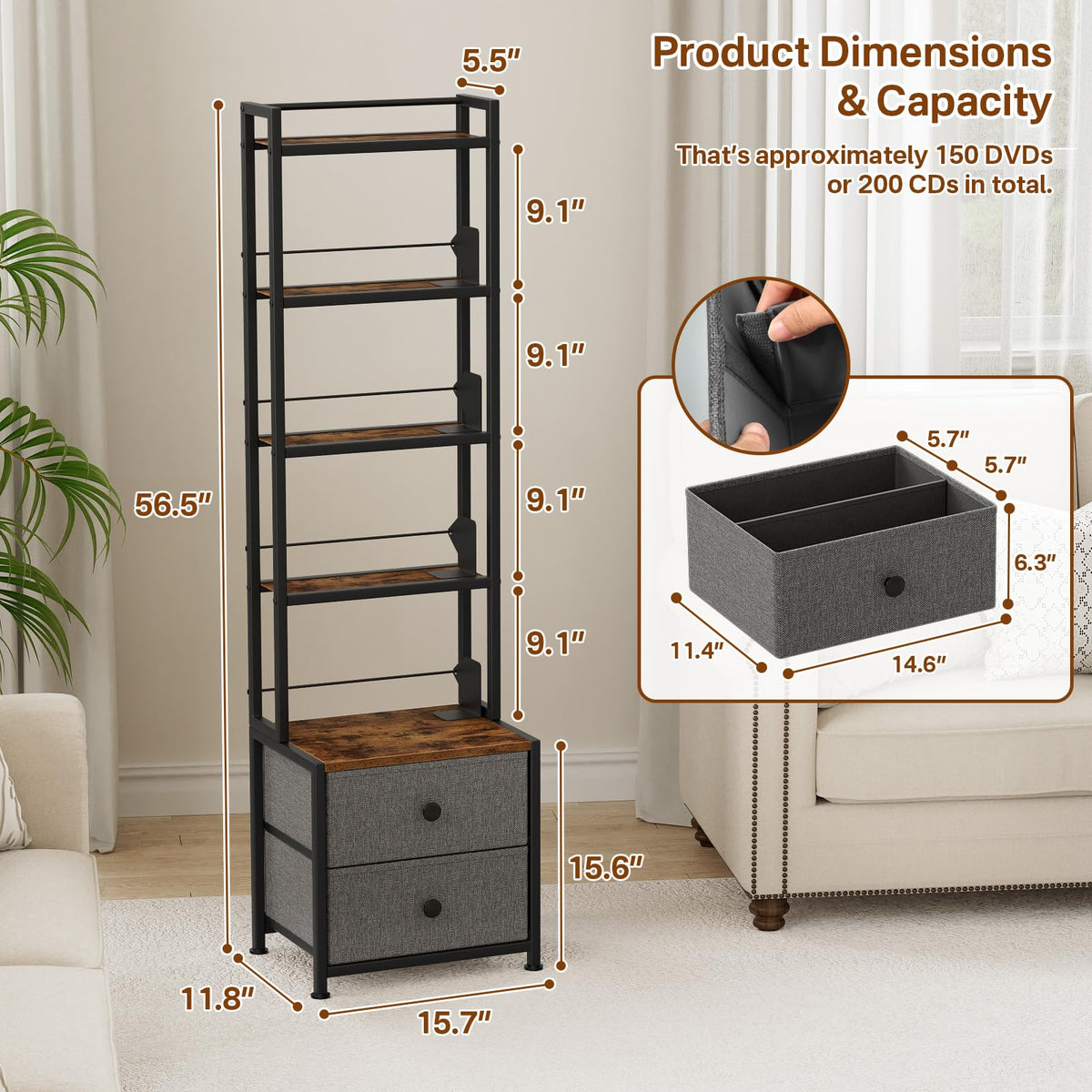 Epouseter sturdy metal frame ensures durable long-lasting storage.