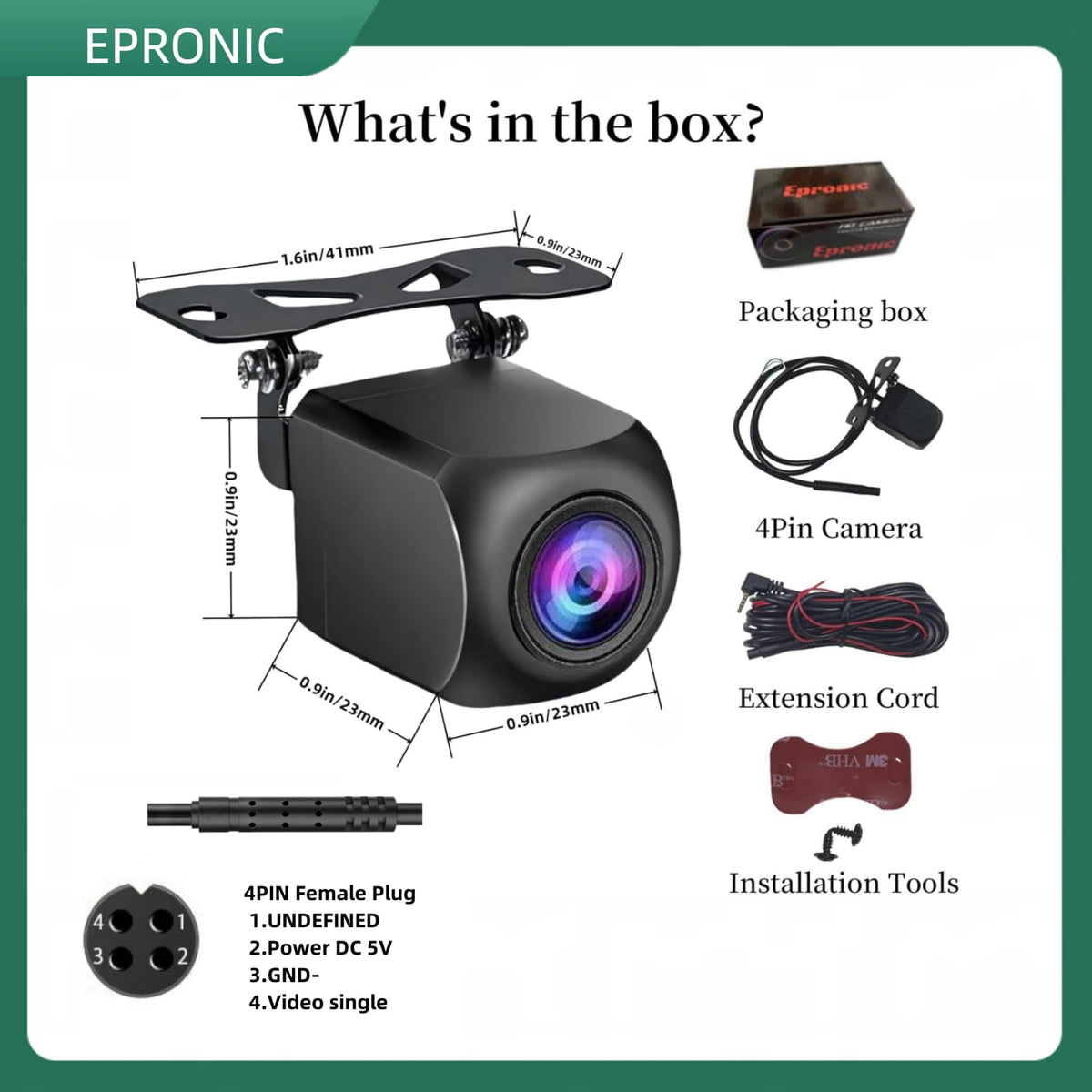 Epronic long 5.5m cable allows flexible mounting options.
