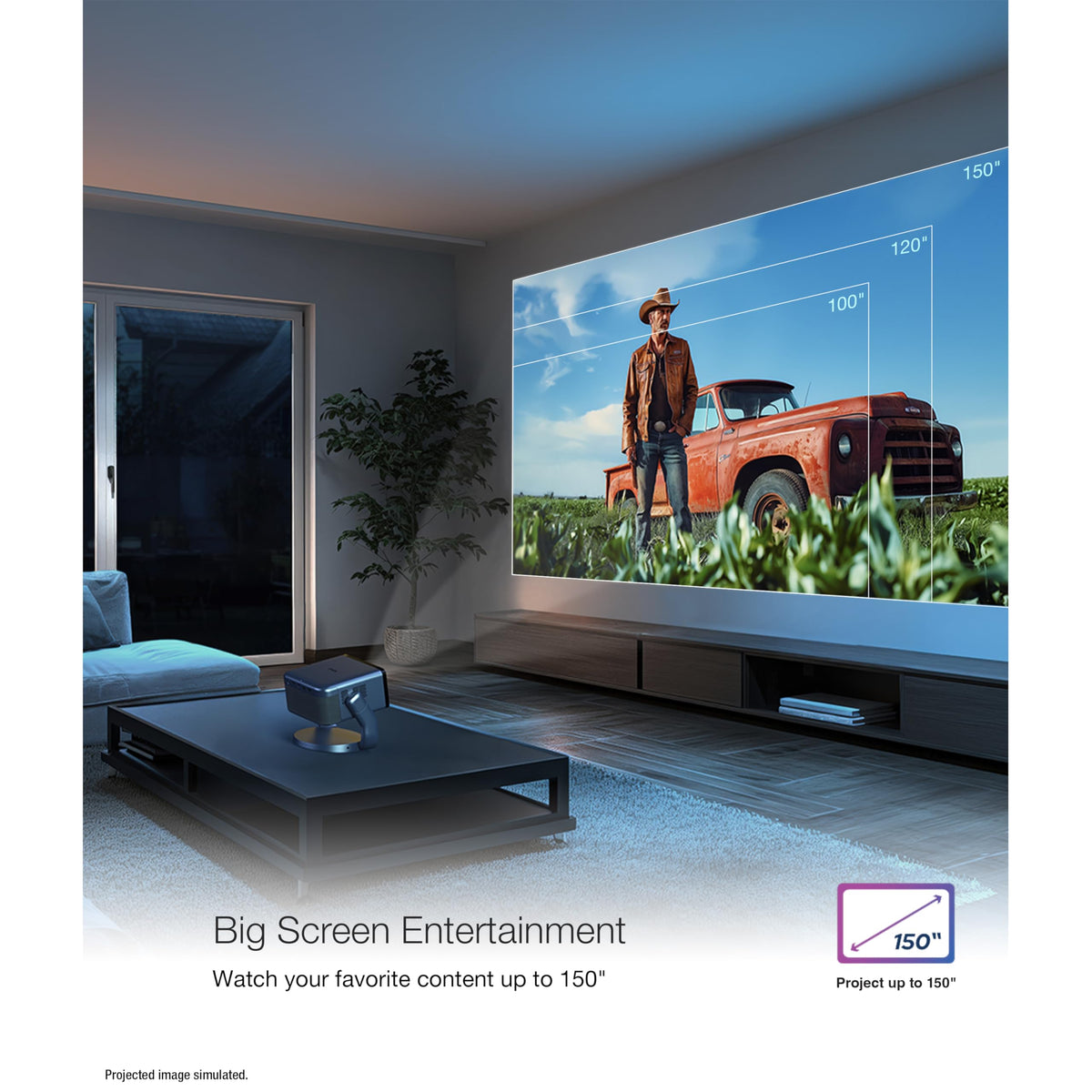 EF22 delivers 1000-lumen brightness for versatile indoor or outdoor viewing.