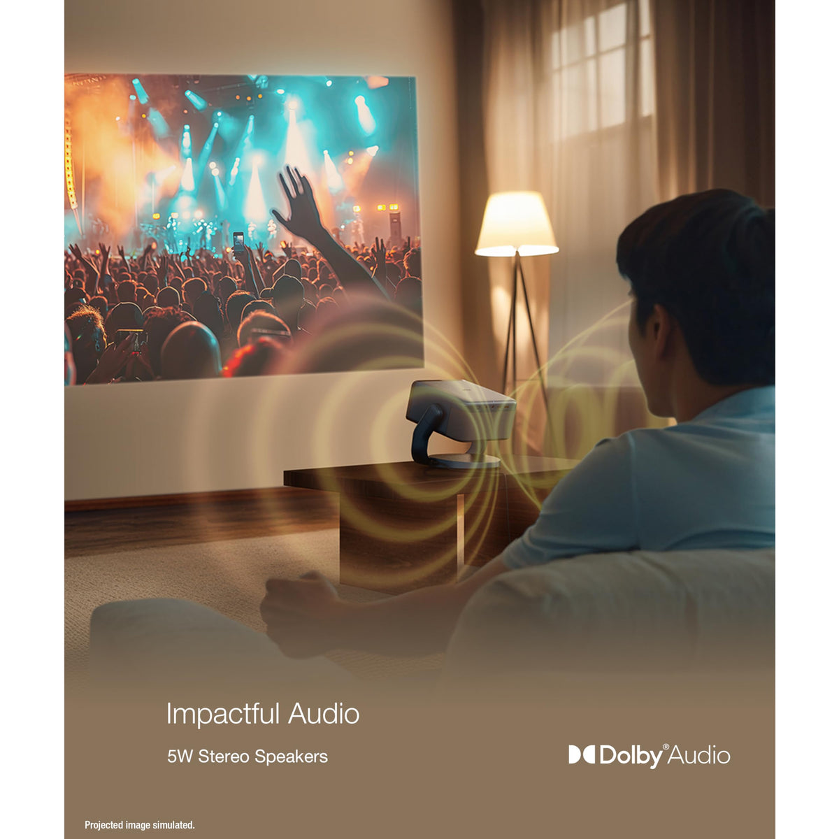 EF22 features built-in stereo speakers with Dolby audio for enhanced sound.