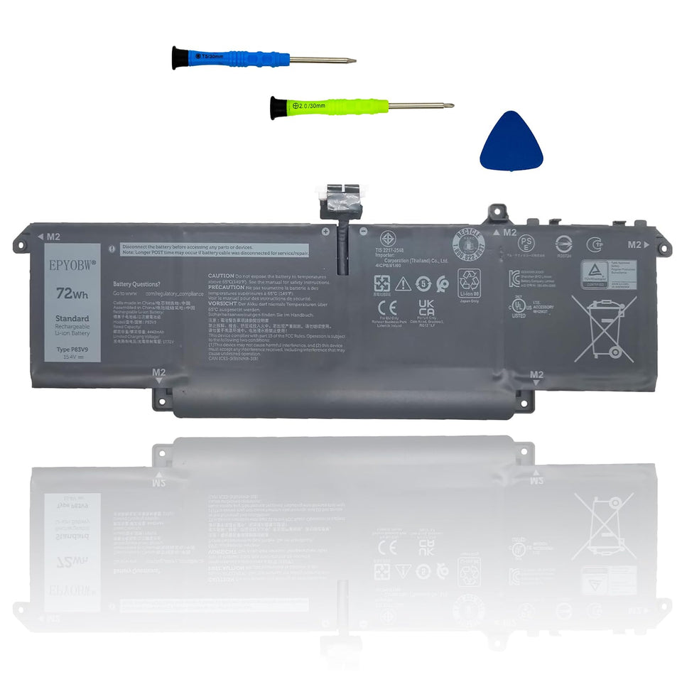 EPYOBW P83V9 battery back view highlighting sturdy 4-cell design for Dell Precision laptops.