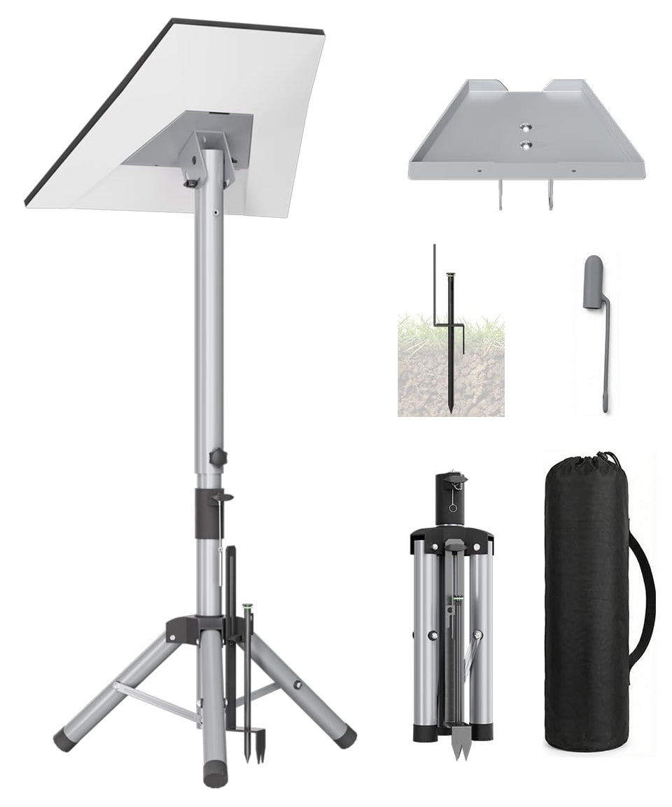 ERGO COLLECT front view of tripod with mounted Starlink Gen 3 dish, stable hold