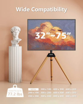 Ergounion Arti600 wood legs tripod base supports TVs securely