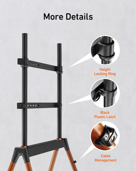 Ergounion Easel TV Stand four-leg stability supports large screens securely.
