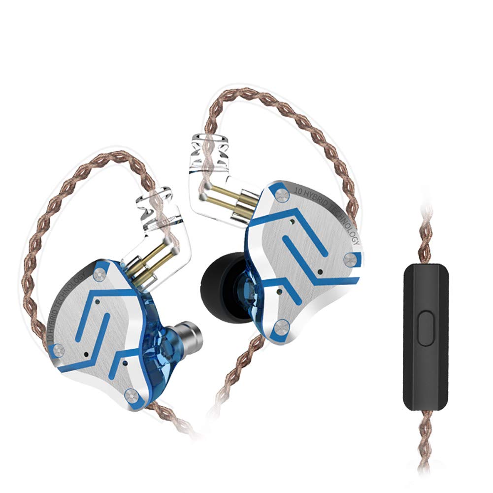 Erjigo Five Driver Earphones glare blue front view for immersive listening on the go.