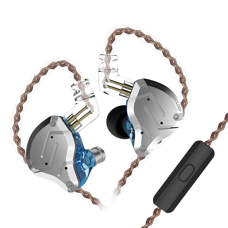 Erjigo five-driver headphones front view for crisp, balanced audio with premium stainless steel design.