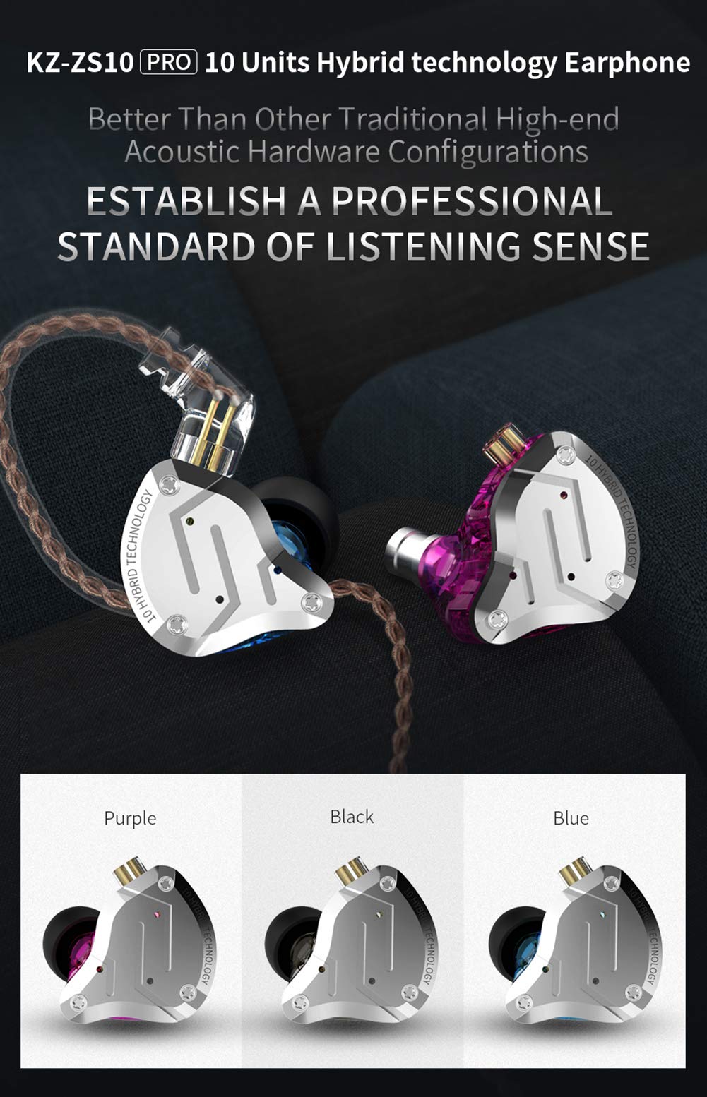 erjigo kz zs10 pro metal cavity and resin body for premium, durable look