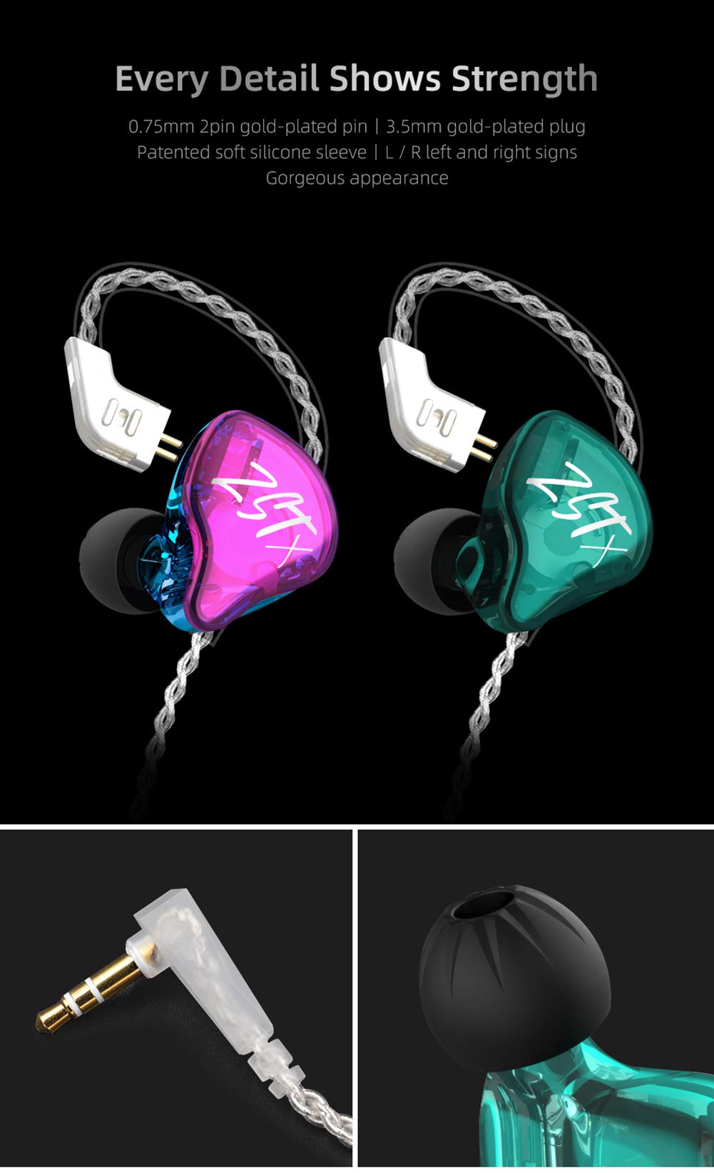 Erjigo KZ ZST X lightweight design at 22g for long listening sessions.