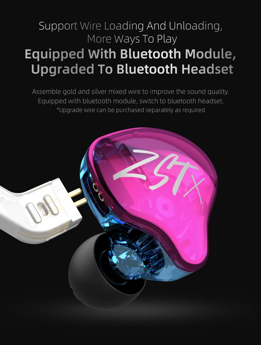Erjigo KZ ZST X noise-isolating tips reduce external distractions.