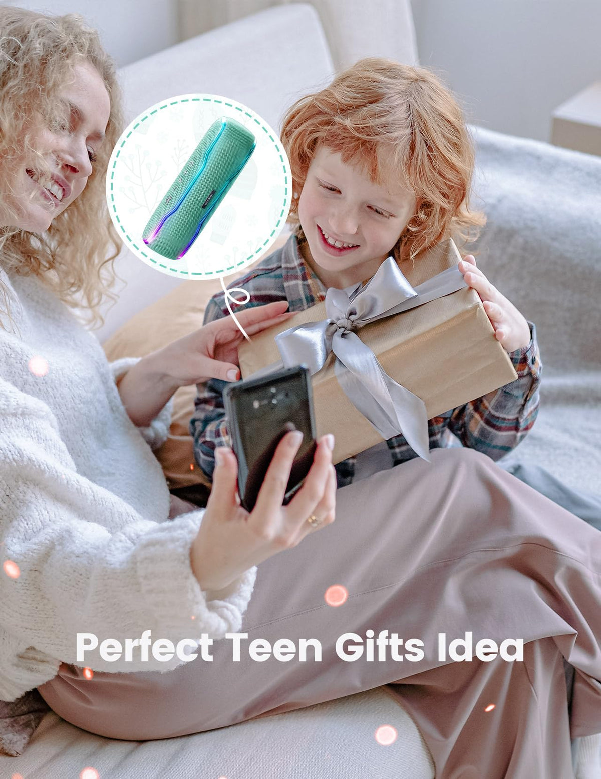 ERKEI SEHN Bluetooth speaker with built-in mic for hands-free calls.