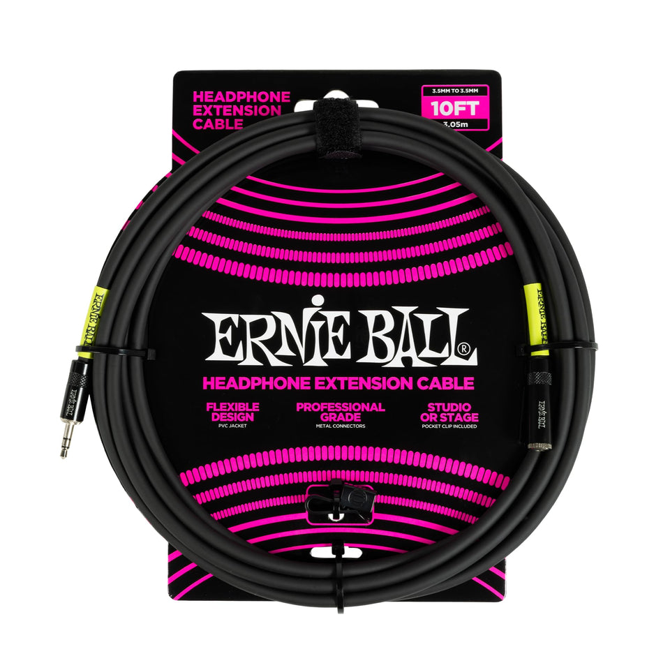 Ernie Ball headphone extension 10ft cable for stage and studio use