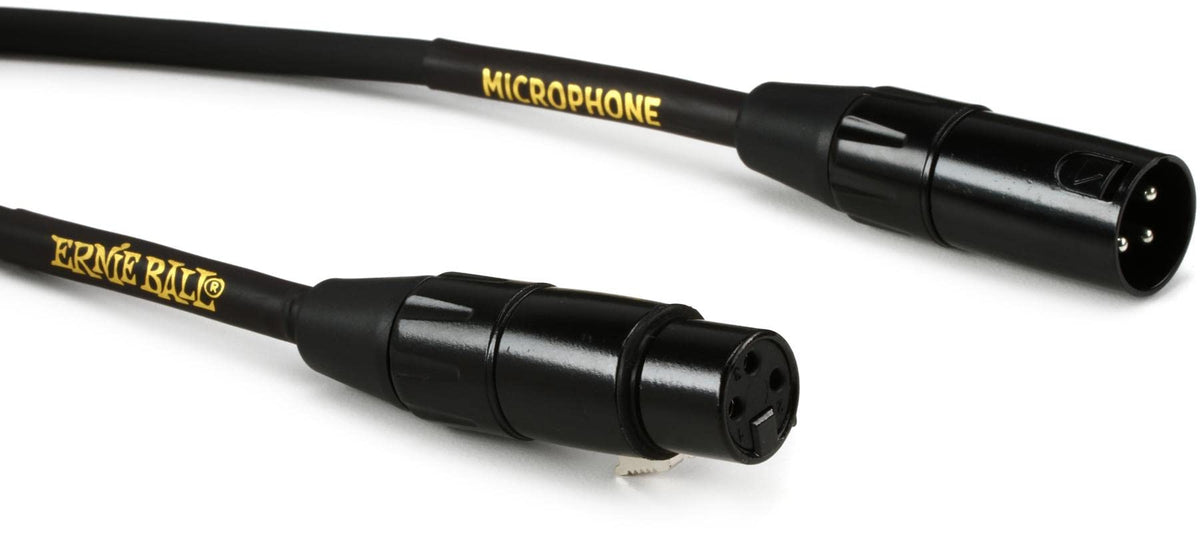 Ernie Ball XLR microphone cable 25ft black delivers a clean signal with low noise for stage and studio