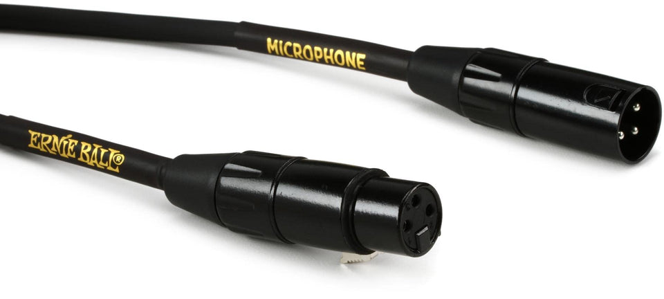 Ernie Ball XLR microphone cable 25ft black delivers a clean signal with low noise for stage and studio
