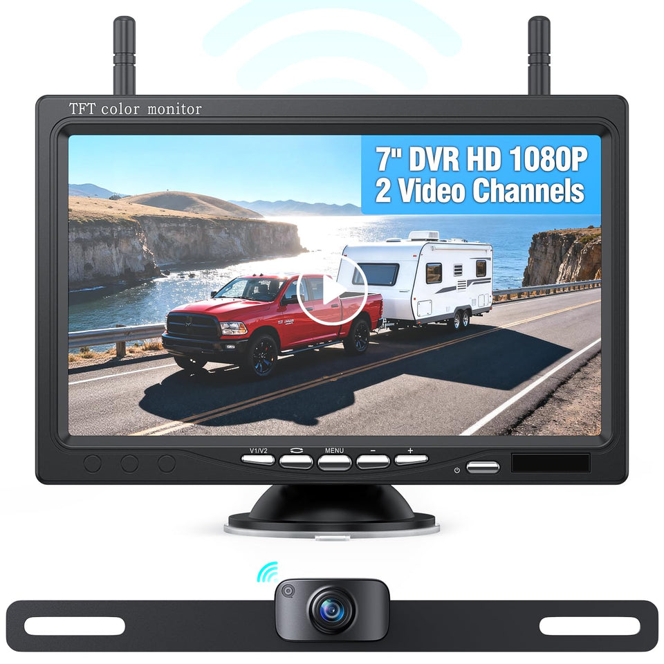 eRapta wireless backup camera with 7-inch DVR monitor for clear rear view day and night