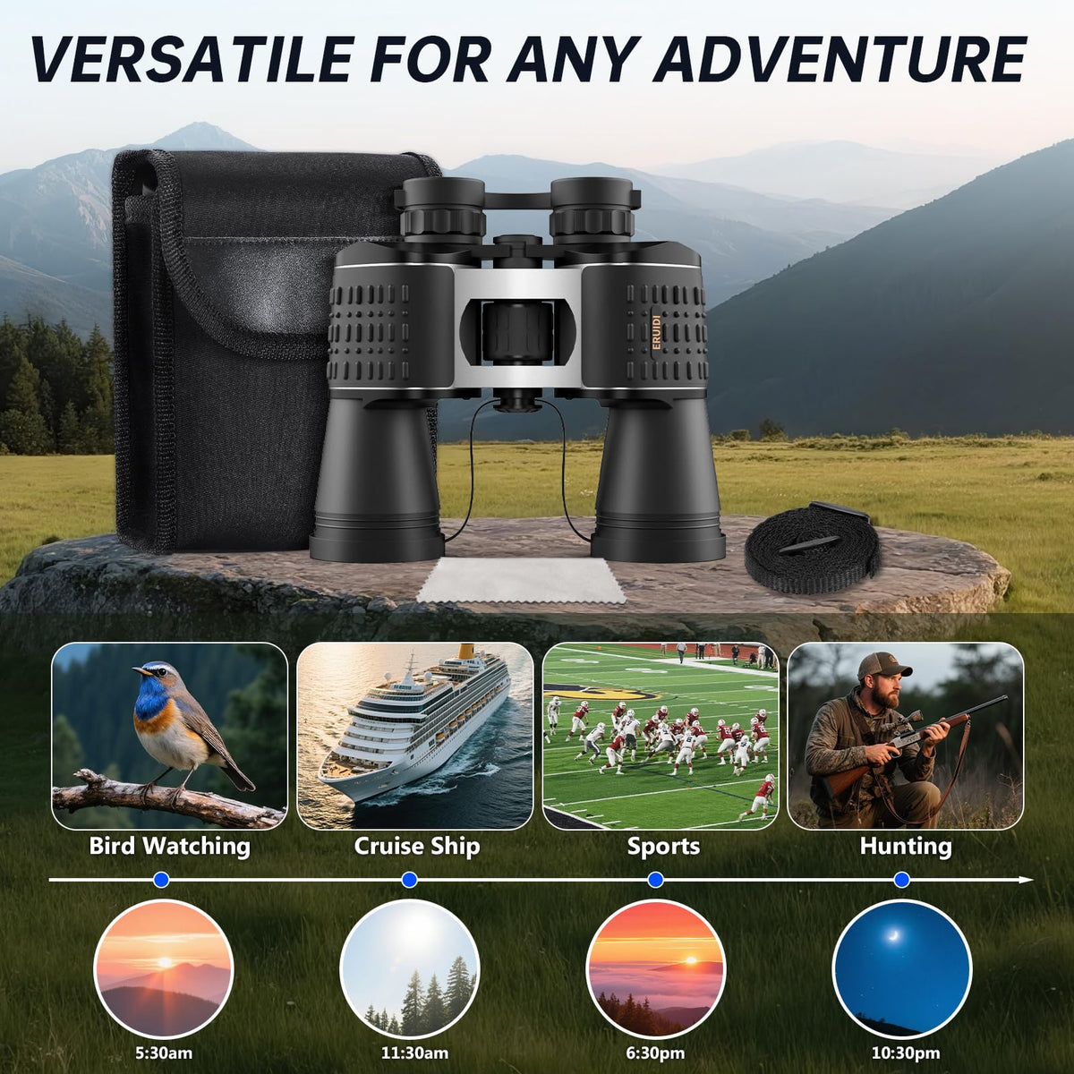 ERUIDI accessory set with case, strap and cloth for protection and convenience