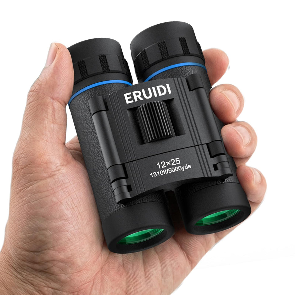 ERUIDI front view showing compact body and objective lenses, great for travel