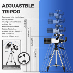 ESAKO height-adjustable tripod with telescope demonstrating stability