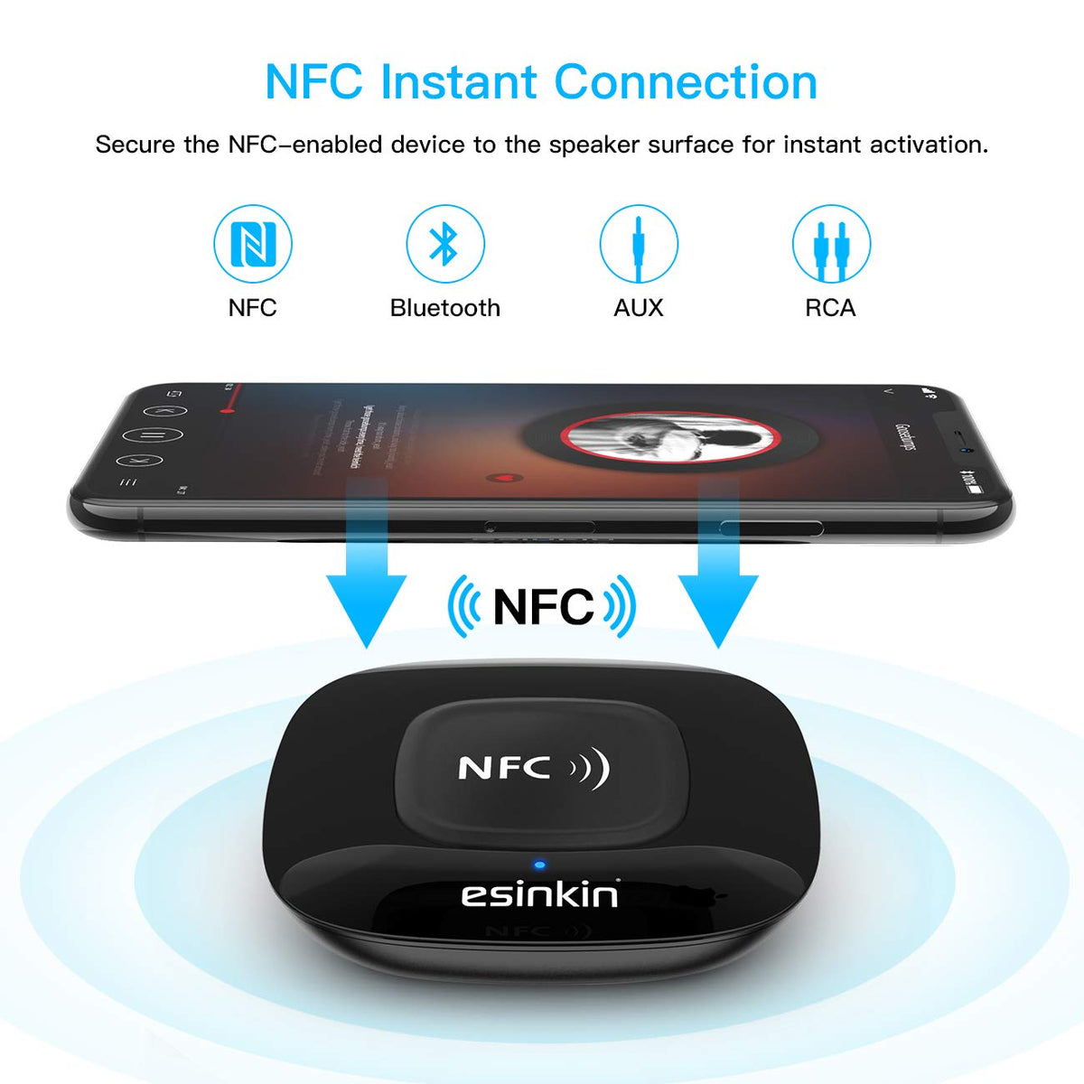 Esinkin Bluetooth range up to 50 feet for flexible room placement and freedom of movement.
