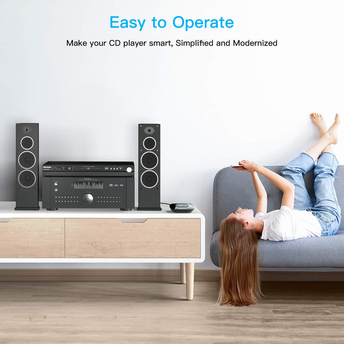 Esinkin compact design fits neatly on a shelf for discreet listening in any room.