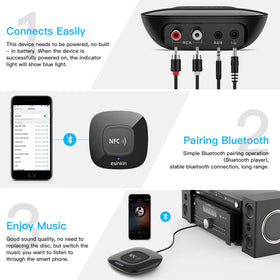 Compact Esinkin receiver shown on a living room shelf demonstrates easy portability with long-range wireless.