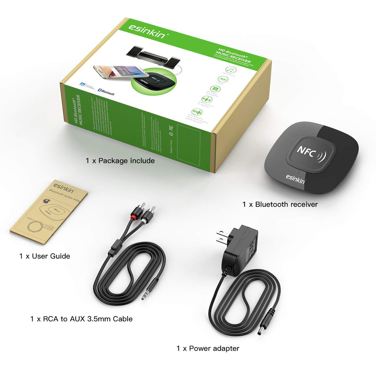 Esinkin included power adapter ensures reliable, uninterrupted stereo streaming at home.