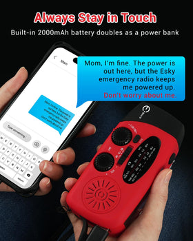 Esky radio USB port enables emergency charging of devices.