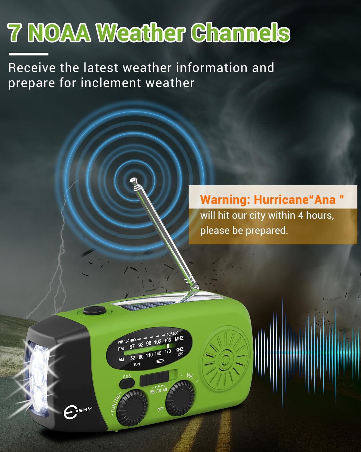 Esky NOAA weather radio with AM FM and NOAA updates for outdoor adventures