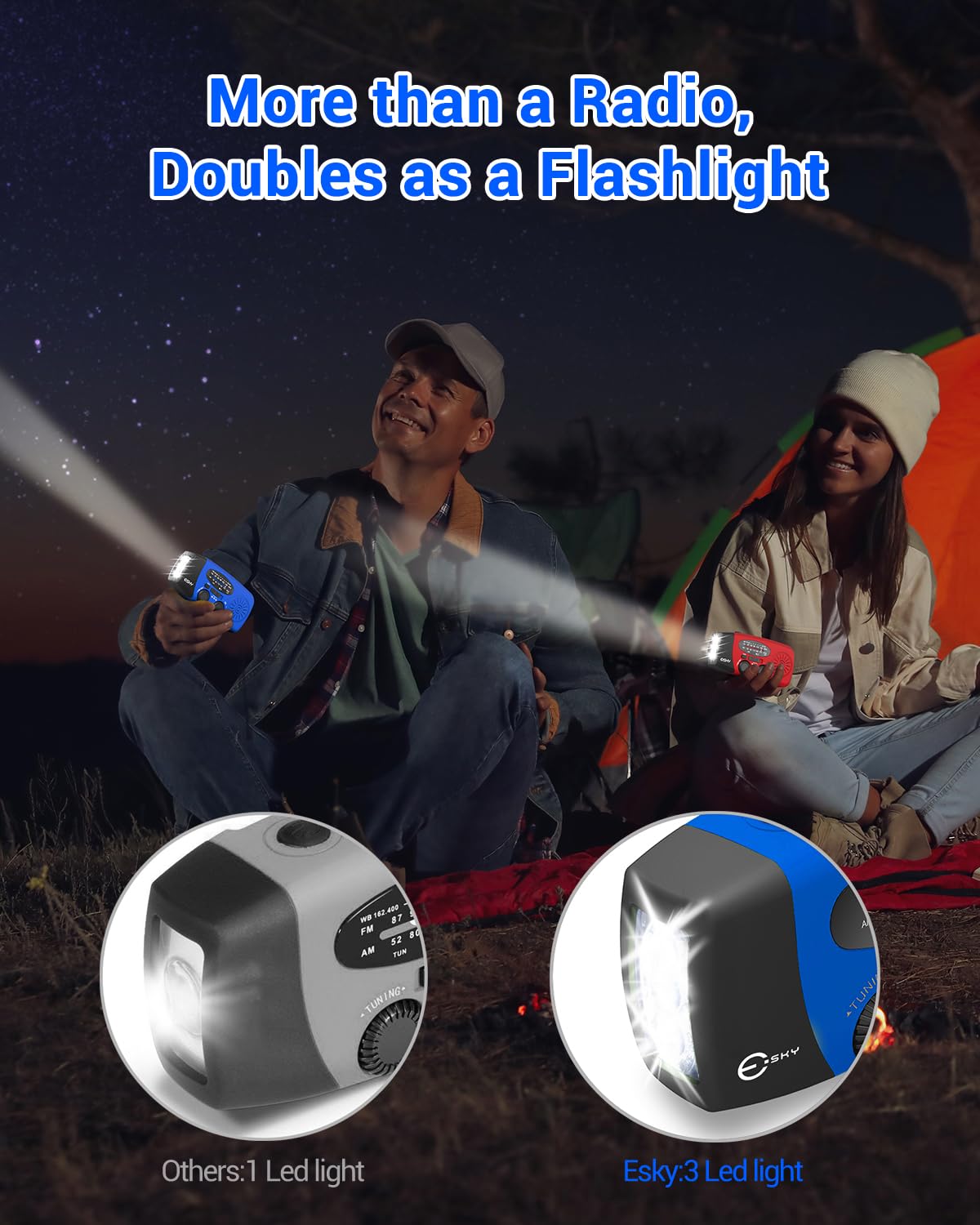 Esky emergency radio portable lightweight design aids easy travel and quick access.