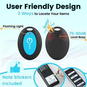 Esky key finder accessories include keyrings and hook-and-loop stickers for versatile attachment.