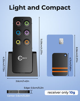 Esky receiver close-up displaying slim profile and LED for easy locating