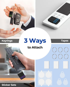 Esky receivers on keyrings organized by color to identify items quickly