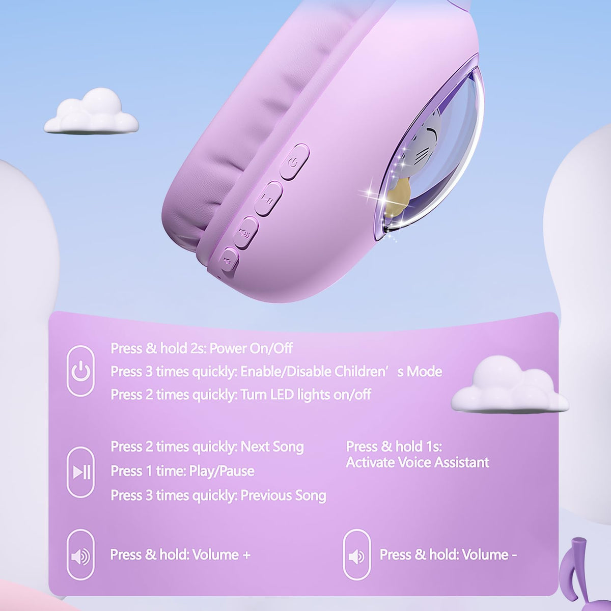 esonstyle kid-safe 85dB Child Mode protects ears during video calls and music