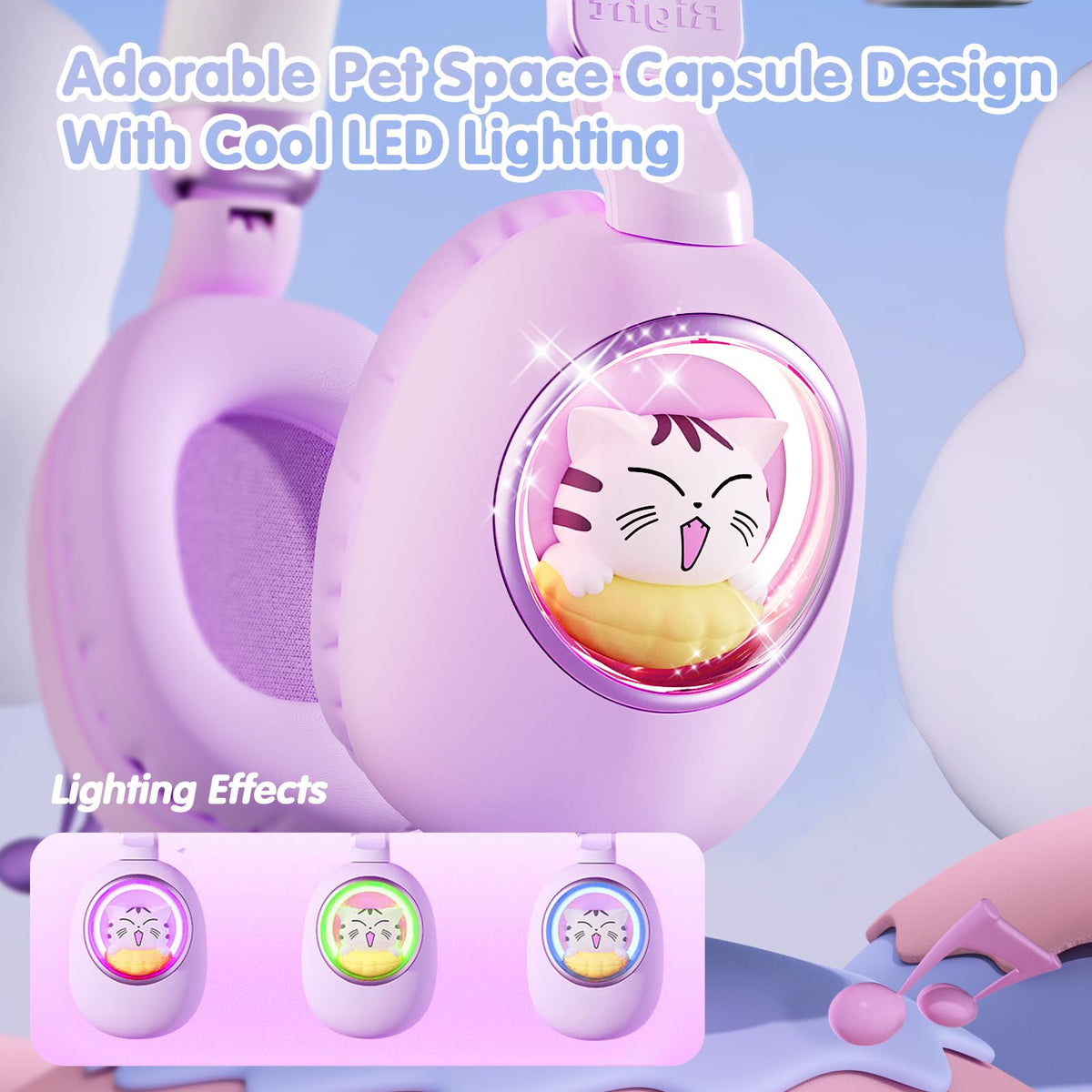 esonstyle cat-ear headphones with RGB lighting for engaging study sessions and games