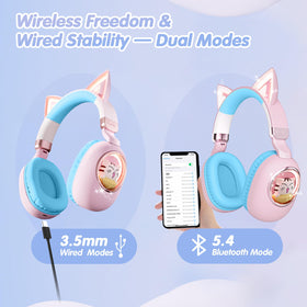 esonstyle illuminated LED lights on earcups, fun visible accent for kids