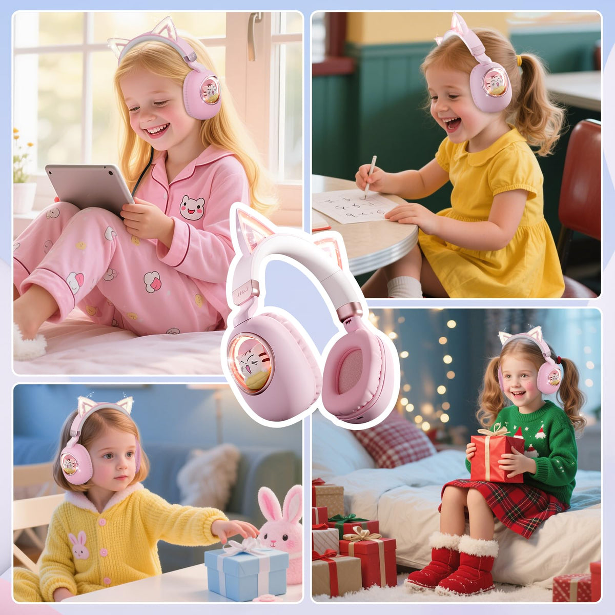 esonstyle Kids Headphones Cat Ear 3.5mm wired USB-C compatibility
