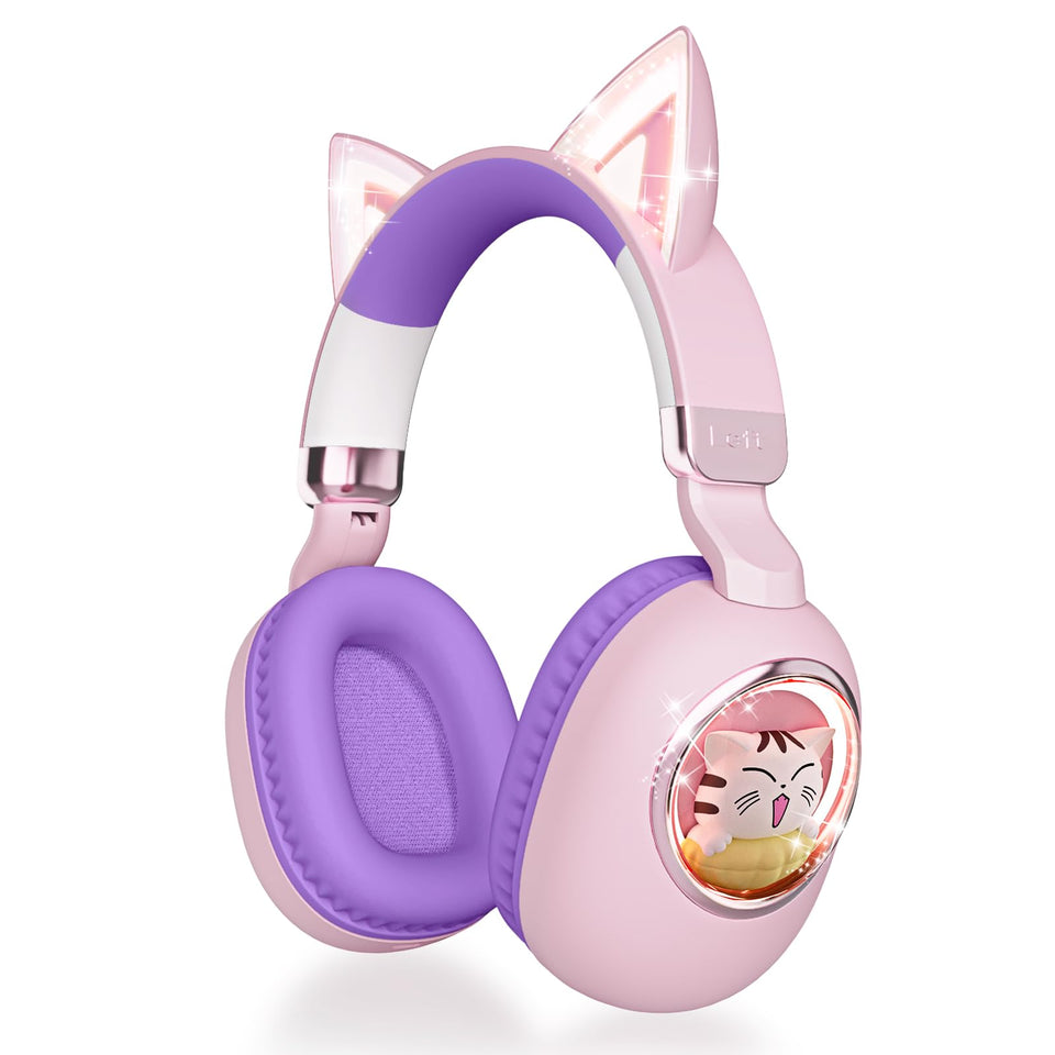 esonstyle Kids Headphones Cat Ear front view showing bright design and comfortable fit