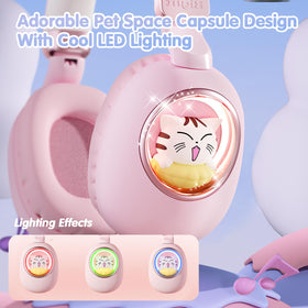 esonstyle Kids Headphones Cat Ear LED RGB lighting enhances fun during playtime