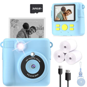 ESOXOFFORE front view showing blue camera and packaging, highlights kid-safe design