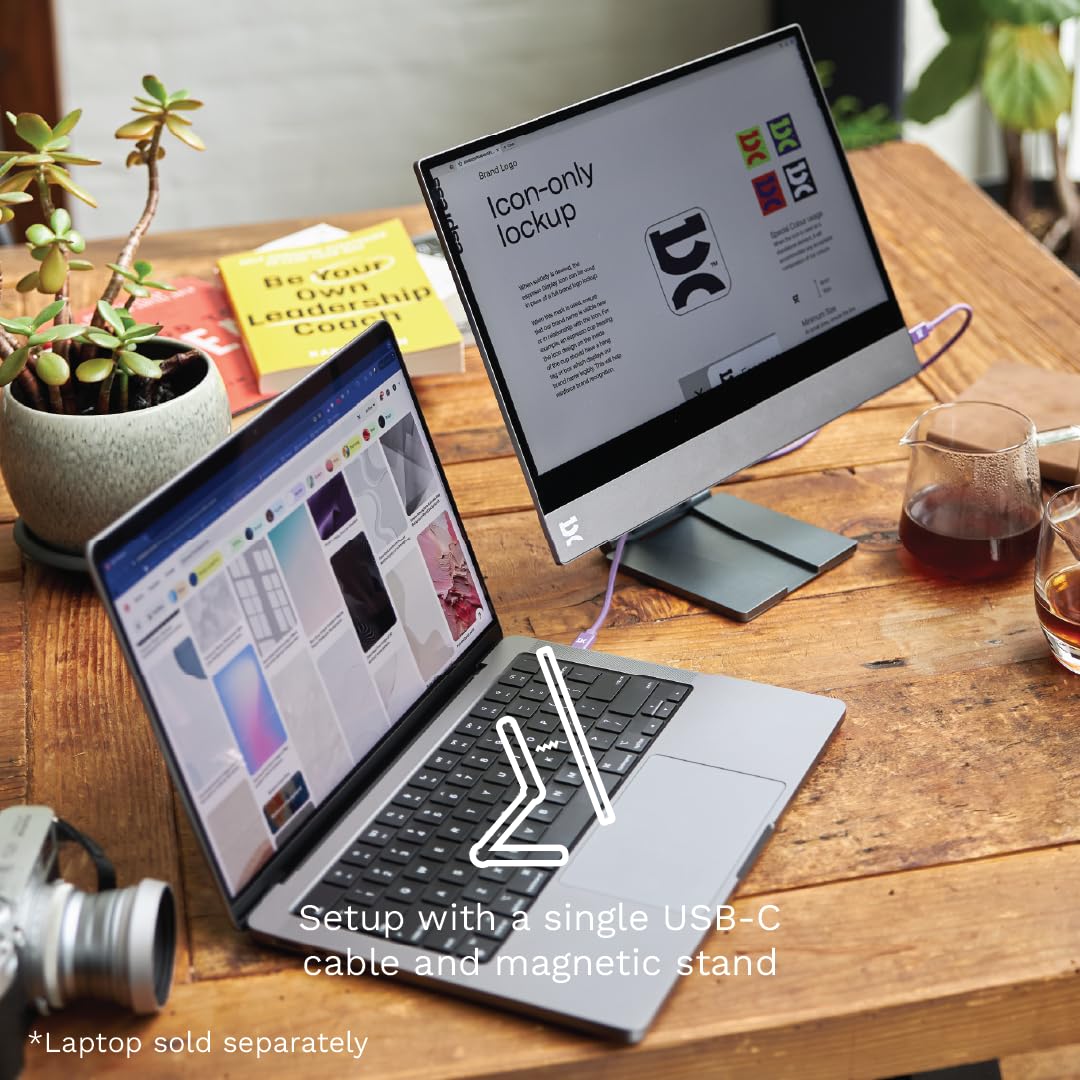 espresso Displays 15in screen paired with PC for multitasking.