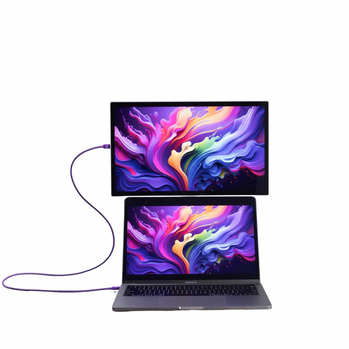 Espresso Displays Espresso Lite 15 purple front view, ideal for portable dual-screen setups on the go.