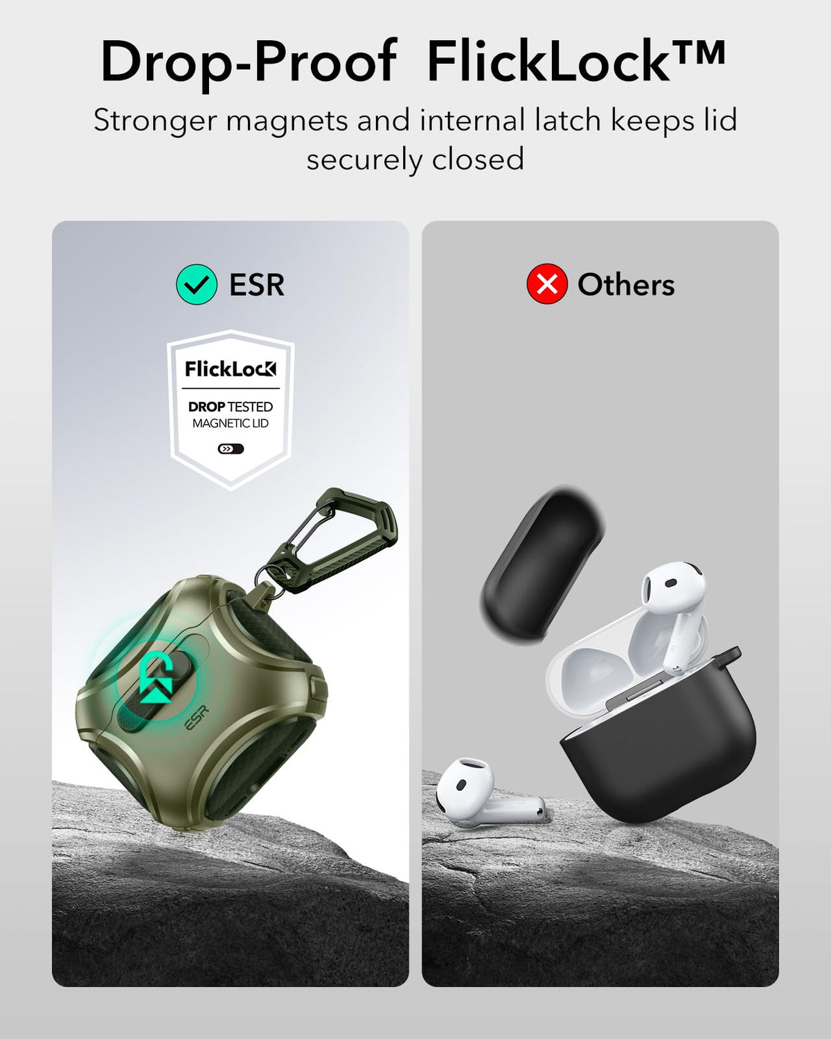 ESR AirPods 4 case, back magnets align for MagSafe charging