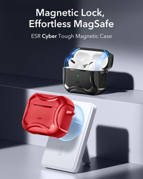 ESR AirPods 4 Cyber Series back with MagSafe magnets for wireless charging.
