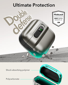 ESR AirPods 4 case internal latch keeps earbuds secure when closed.