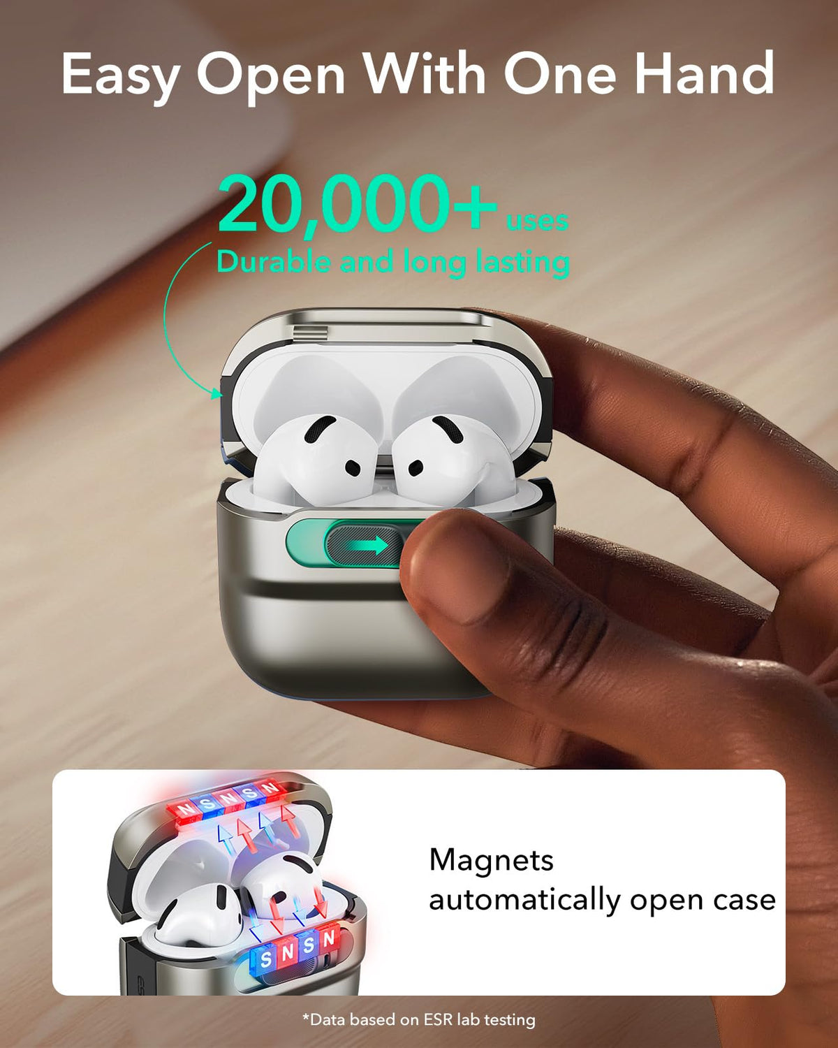 ESR AirPods 4 case with lanyard attachment for easy carrying.