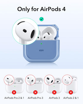 ESR AirPods 4 case blue, back magnets for secure MagSafe charging