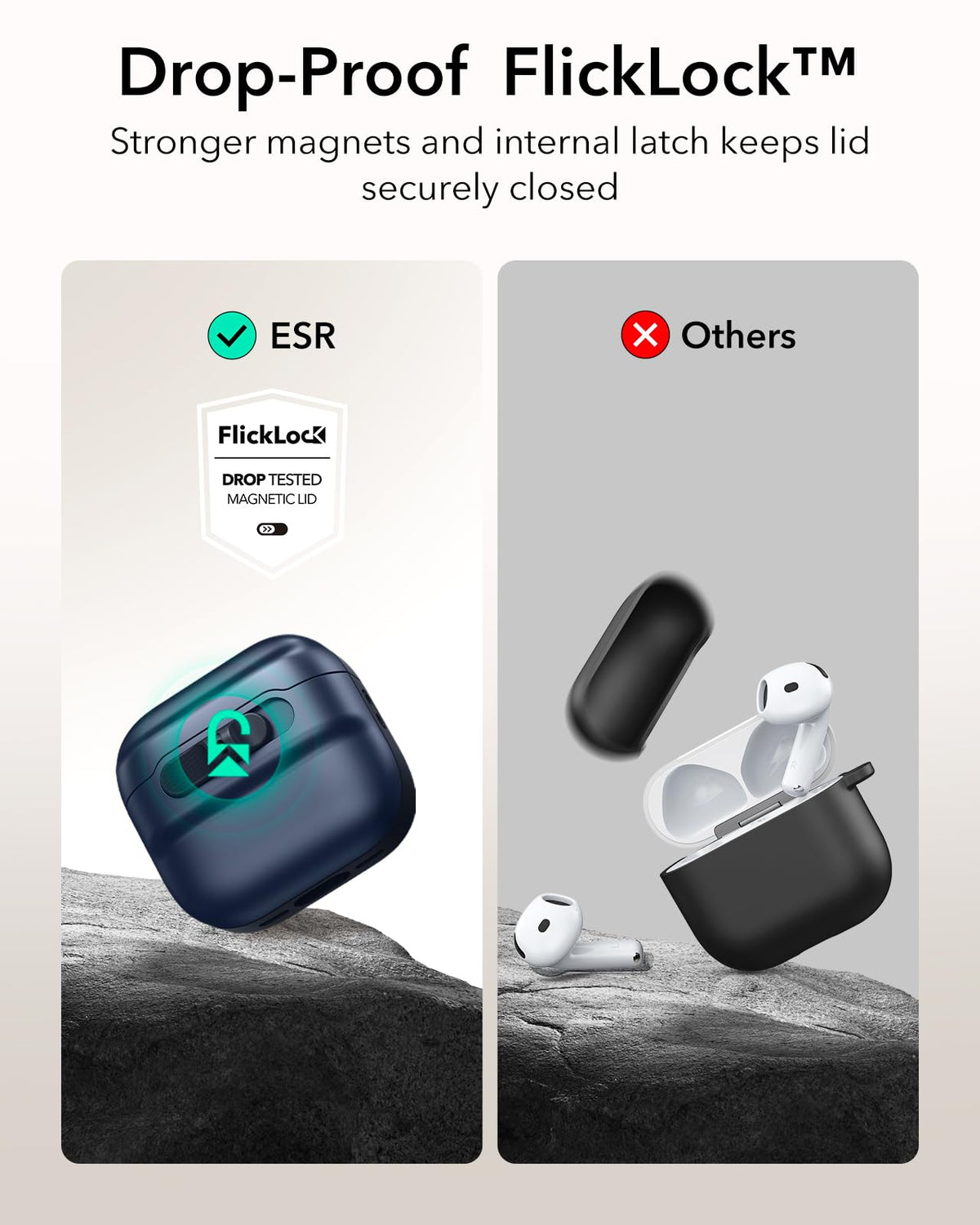 ESR AirPods 4 case back magnets enable MagSafe alignment for easy charging