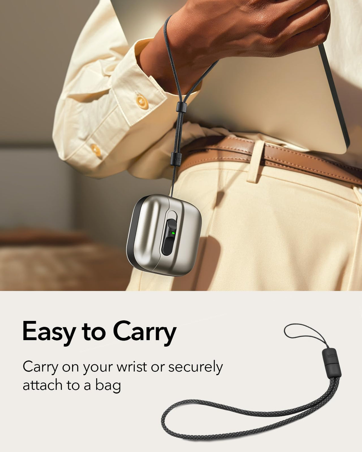ESR AirPods 4 case supports easy one-handed access on the go.