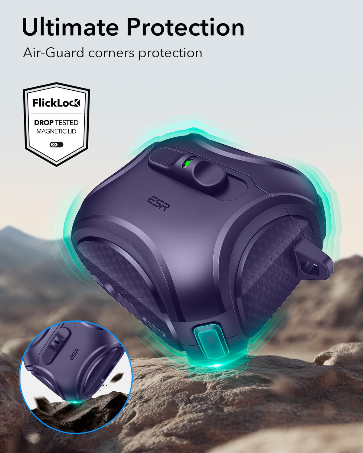 ESR AirPods 4 case purple Cyber Series, designed for AirPods 4th Gen USB-C