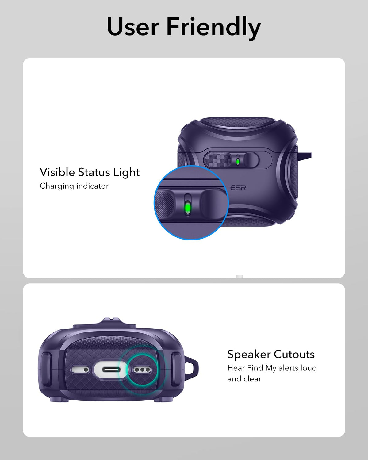 ESR AirPods 4 case purple Cyber Series, 12-month protection plan included