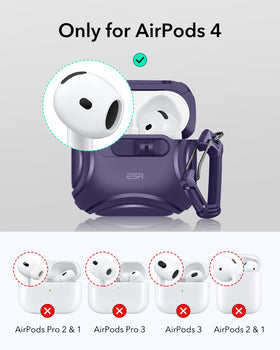 ESR AirPods 4 case purple Cyber Series, side view highlights MagSafe magnets